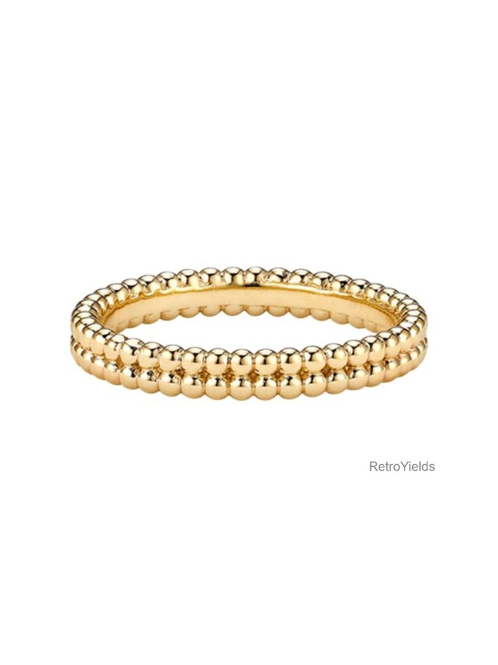 18k Gold Vermeil Over Sterling Silver Double Beaded Stacking Ring